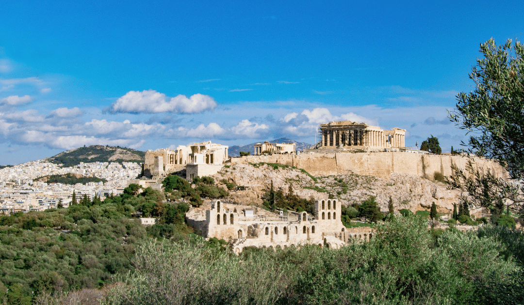 Athens Acropolis view, a historic city for an Erasmus-style weekend trip in Europe Athens Acropolis view, a historic city for an Erasmus-style weekend trip in Europe